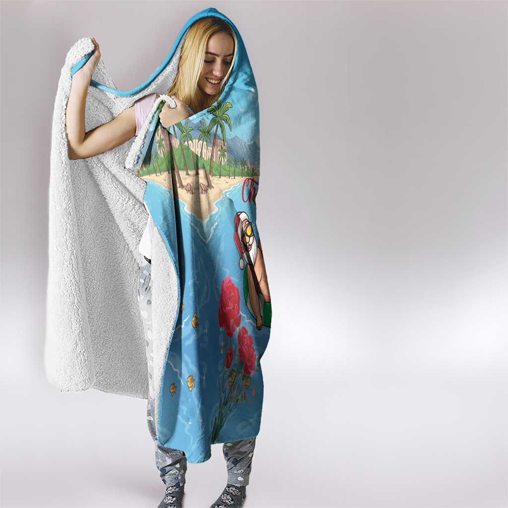 Monaco Christmas Hooded Blanket Swimming Santa Claus - Wonder Print Shop