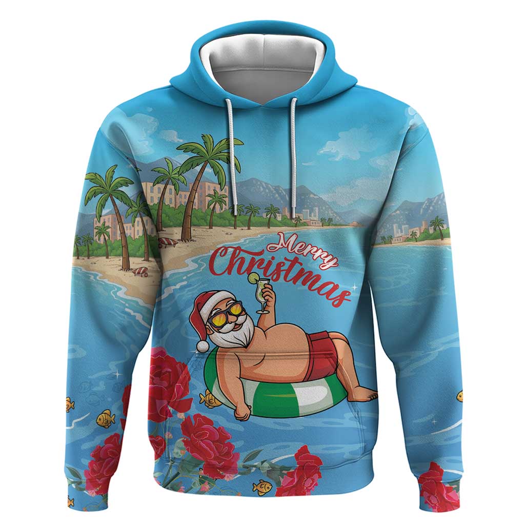 Monaco Christmas Hoodie Swimming Santa Claus - Wonder Print Shop
