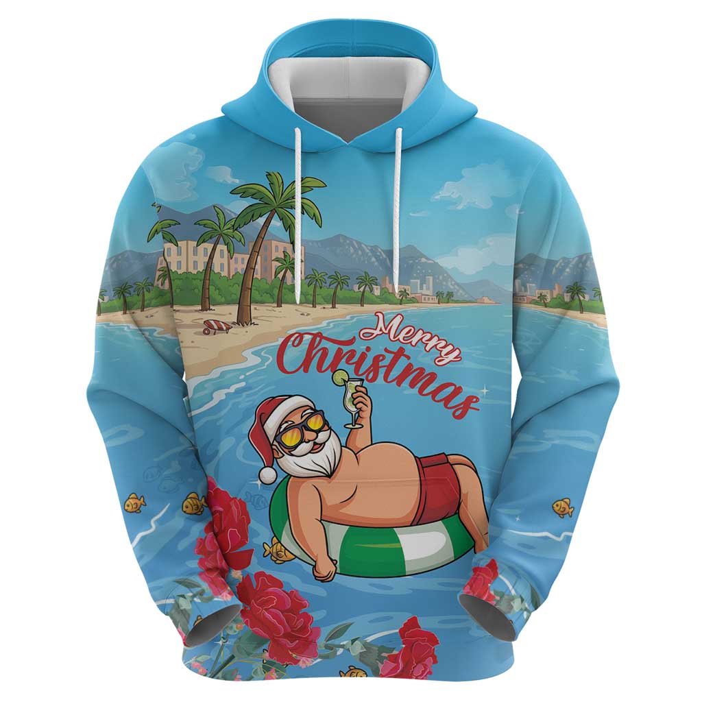 Monaco Christmas Hoodie Swimming Santa Claus - Wonder Print Shop