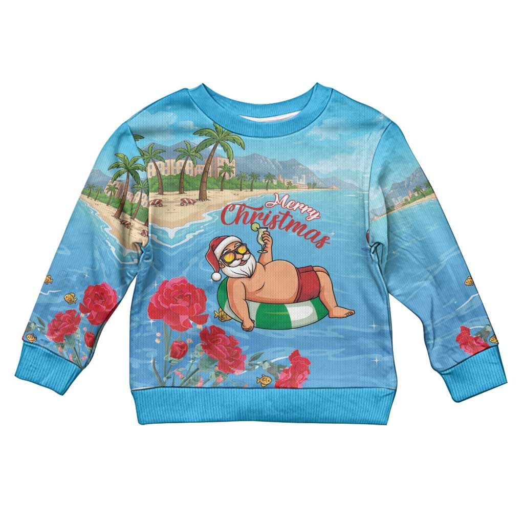 Monaco Christmas Kid Ugly Christmas Sweater Swimming Santa Claus - Wonder Print Shop