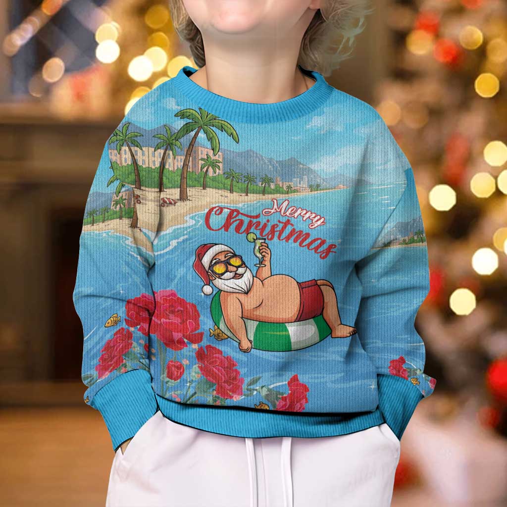 Monaco Christmas Kid Ugly Christmas Sweater Swimming Santa Claus - Wonder Print Shop