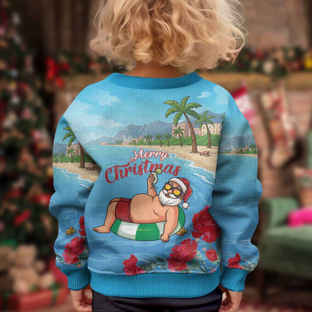 Monaco Christmas Kid Ugly Christmas Sweater Swimming Santa Claus - Wonder Print Shop
