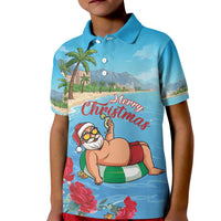 Monaco Christmas Kid Polo Shirt Swimming Santa Claus - Wonder Print Shop