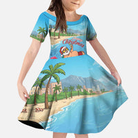 Monaco Christmas Kid Short Sleeve Dress Swimming Santa Claus - Wonder Print Shop