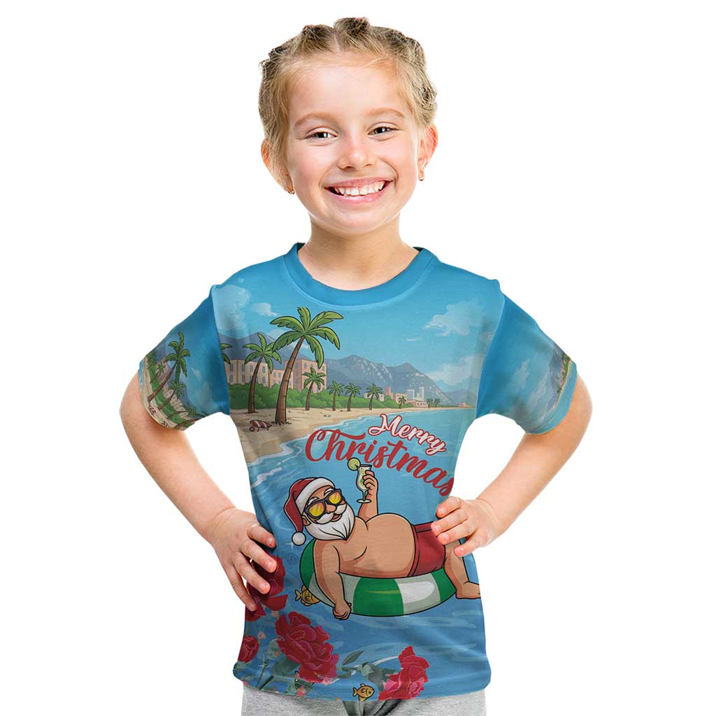 Monaco Christmas Kid T Shirt Swimming Santa Claus - Wonder Print Shop