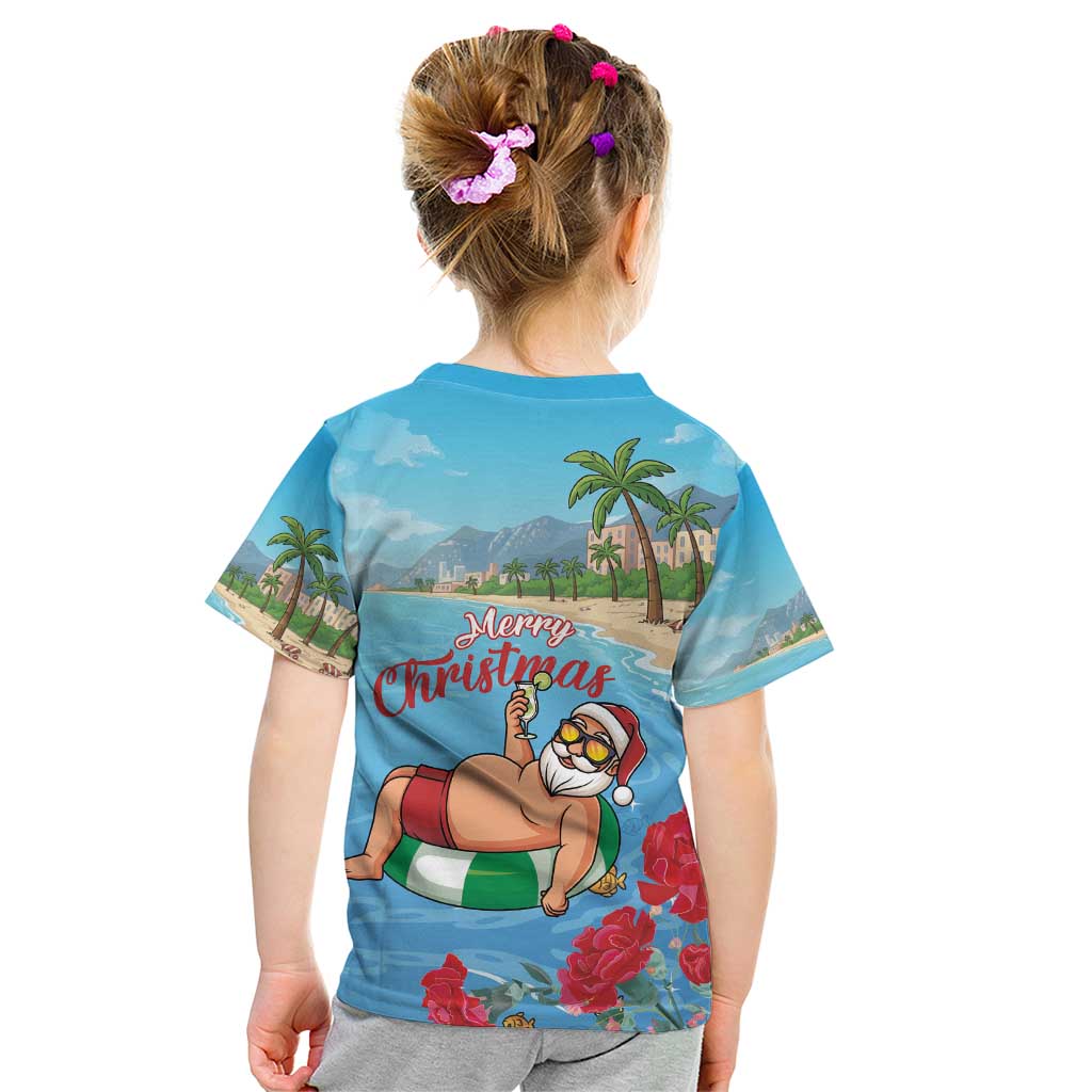 Monaco Christmas Kid T Shirt Swimming Santa Claus - Wonder Print Shop