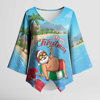Monaco Christmas Kimono Sleeve Blouse Swimming Santa Claus - Wonder Print Shop