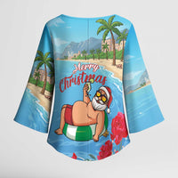 Monaco Christmas Kimono Sleeve Blouse Swimming Santa Claus - Wonder Print Shop