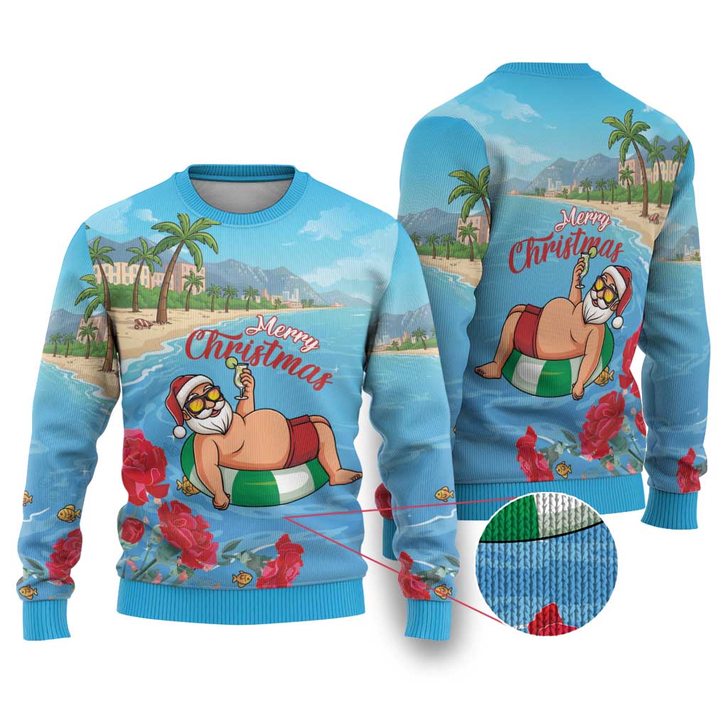 Monaco Christmas Ugly Christmas Sweater Swimming Santa Claus - Wonder Print Shop