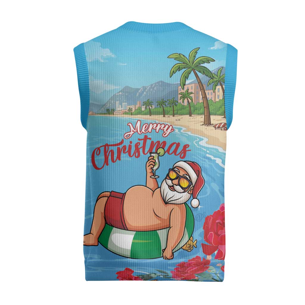 Monaco Christmas Knitted V-Neck Vest Swimming Santa Claus - Wonder Print Shop