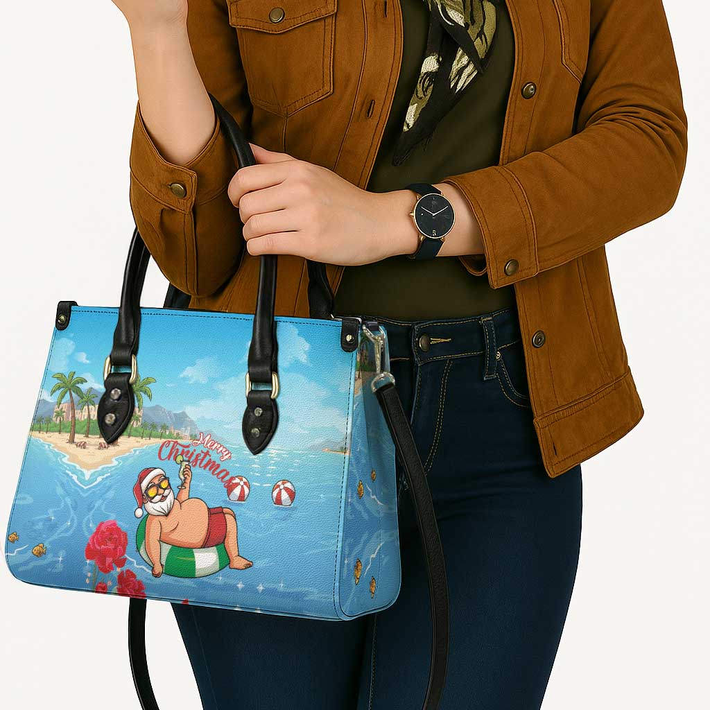 Monaco Christmas Leather Bag Swimming Santa Claus - Wonder Print Shop