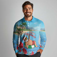 Monaco Christmas Long Sleeve Polo Shirt Swimming Santa Claus - Wonder Print Shop