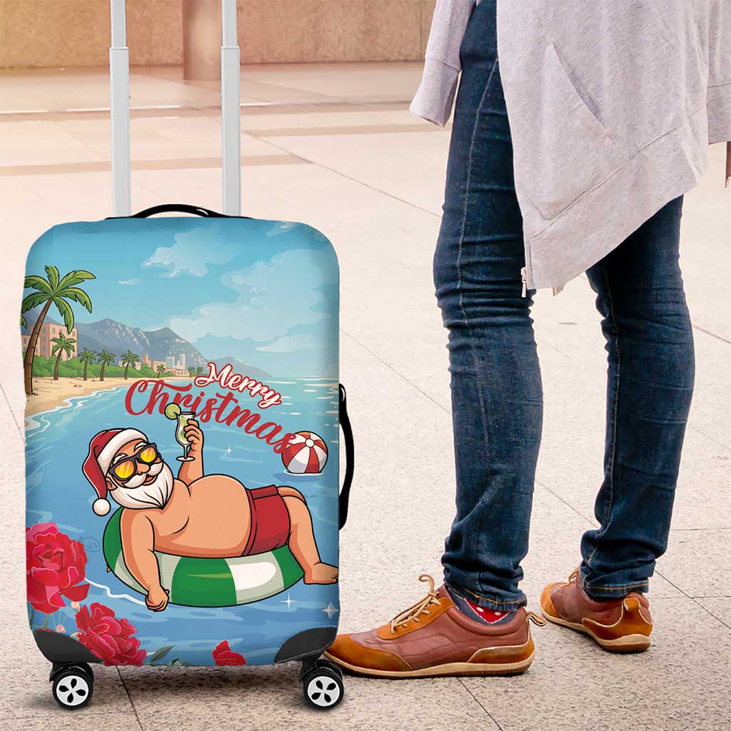 Monaco Christmas Luggage Cover Swimming Santa Claus - Wonder Print Shop