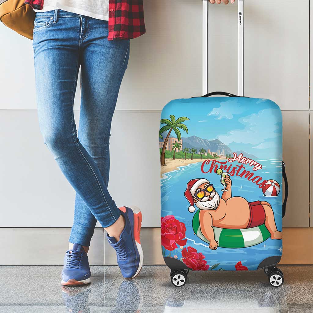 Monaco Christmas Luggage Cover Swimming Santa Claus - Wonder Print Shop