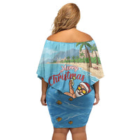 Monaco Christmas Off Shoulder Short Dress Swimming Santa Claus - Wonder Print Shop