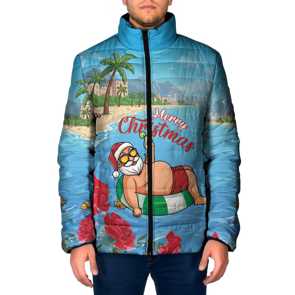 Monaco Christmas Padded Jacket Swimming Santa Claus - Wonder Print Shop