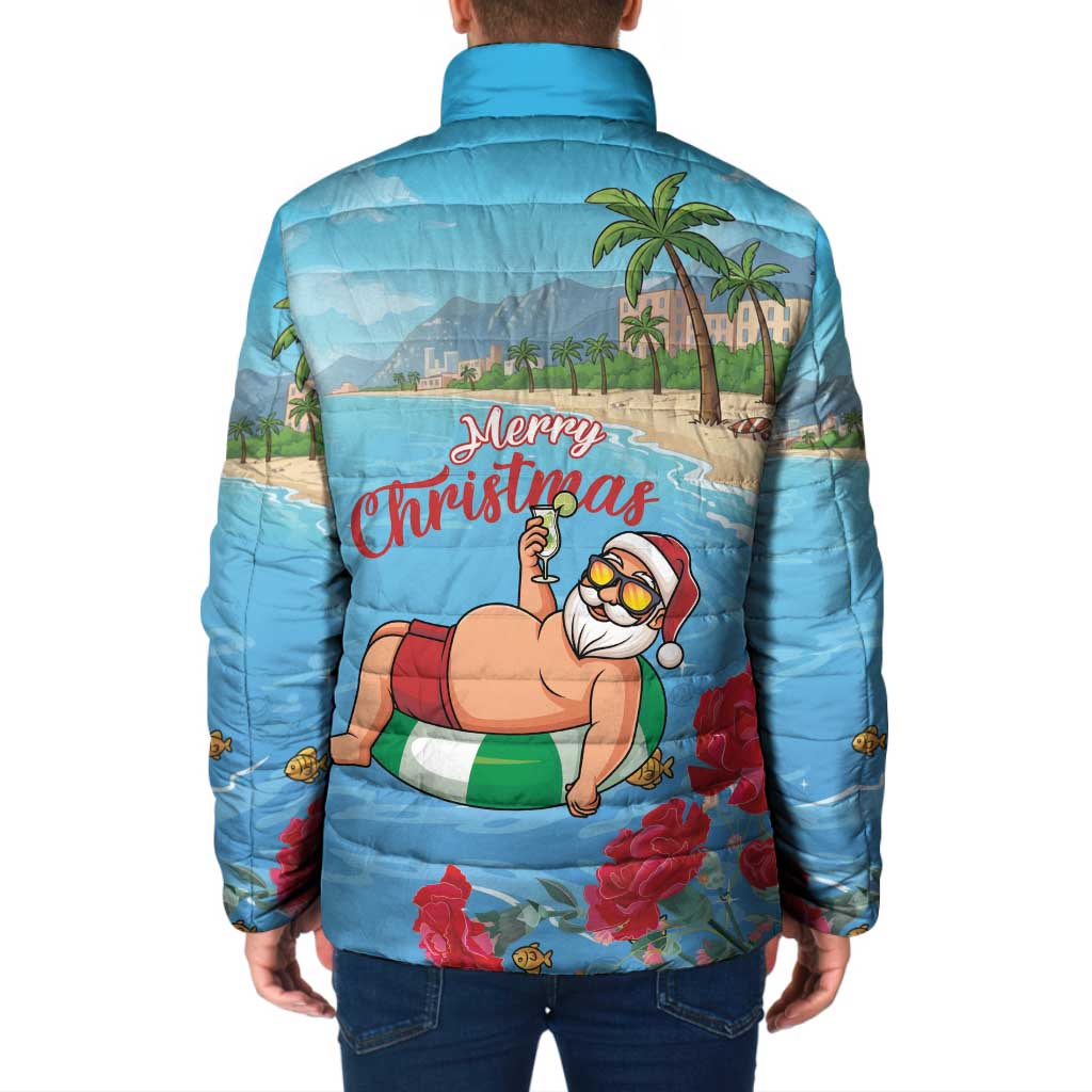 Monaco Christmas Padded Jacket Swimming Santa Claus - Wonder Print Shop