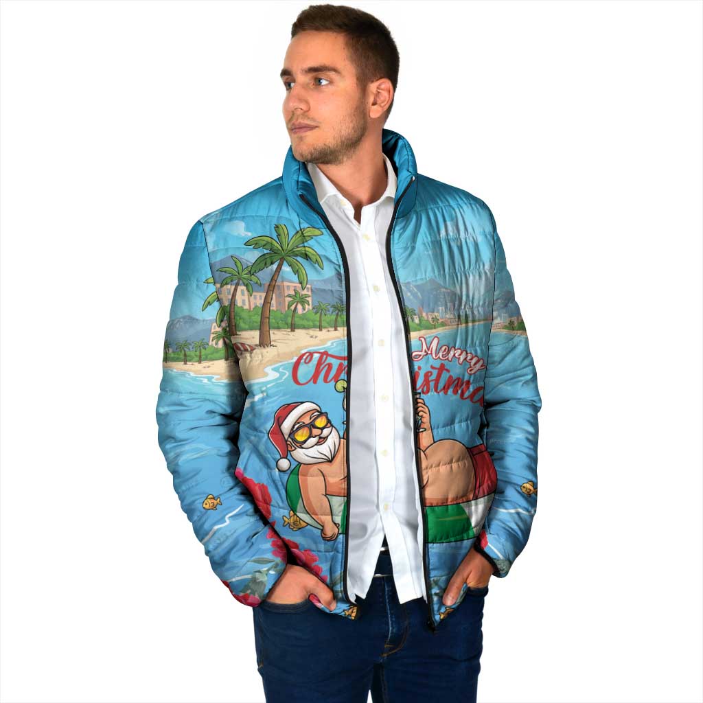Monaco Christmas Padded Jacket Swimming Santa Claus - Wonder Print Shop