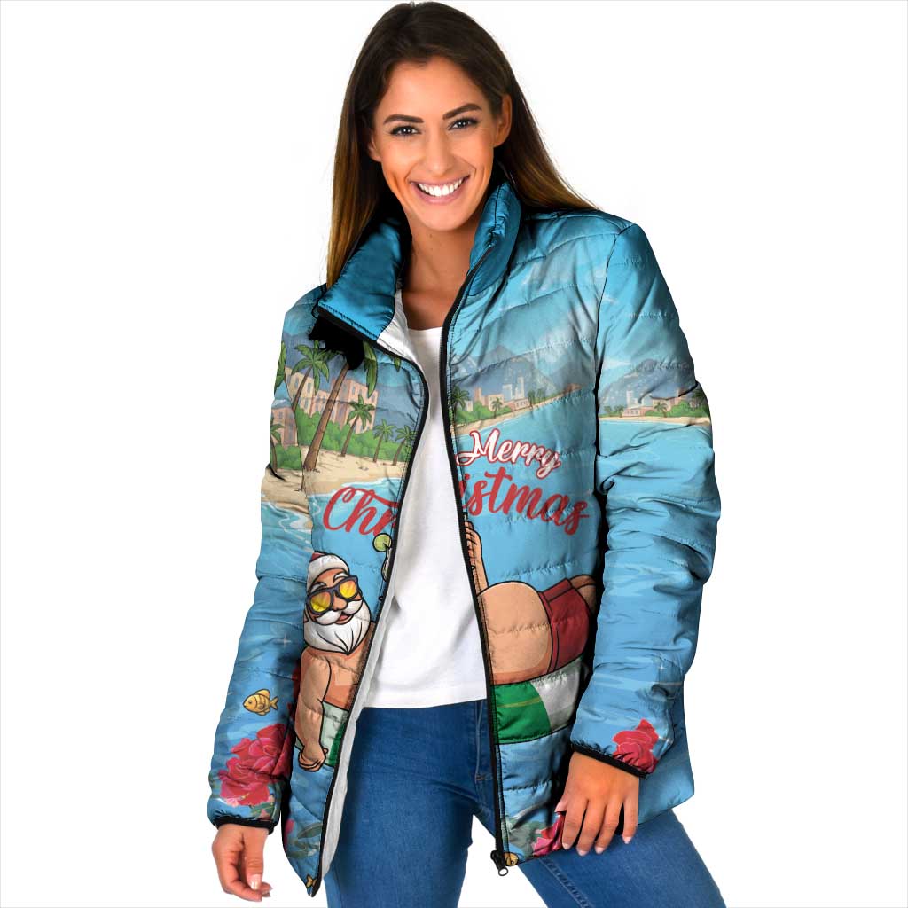 Monaco Christmas Padded Jacket Swimming Santa Claus - Wonder Print Shop