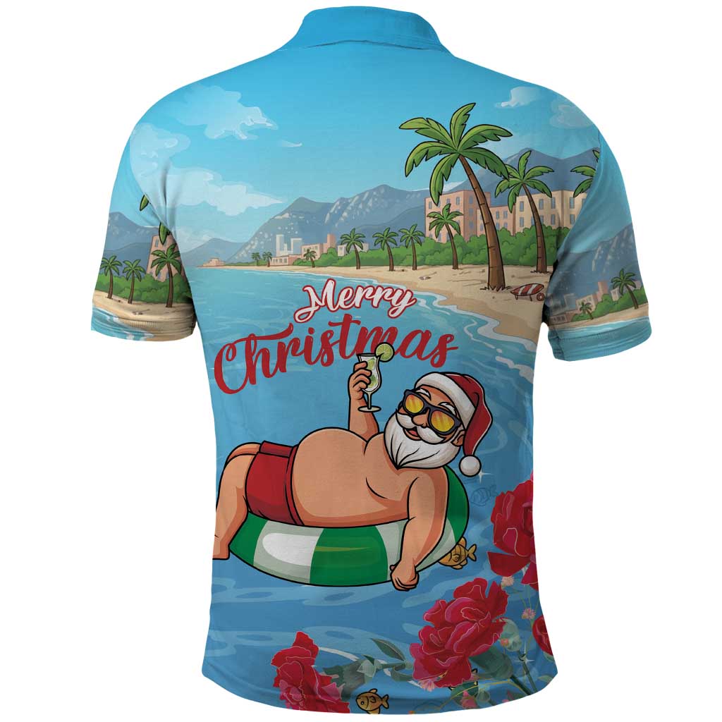 Monaco Christmas Polo Shirt Swimming Santa Claus - Wonder Print Shop