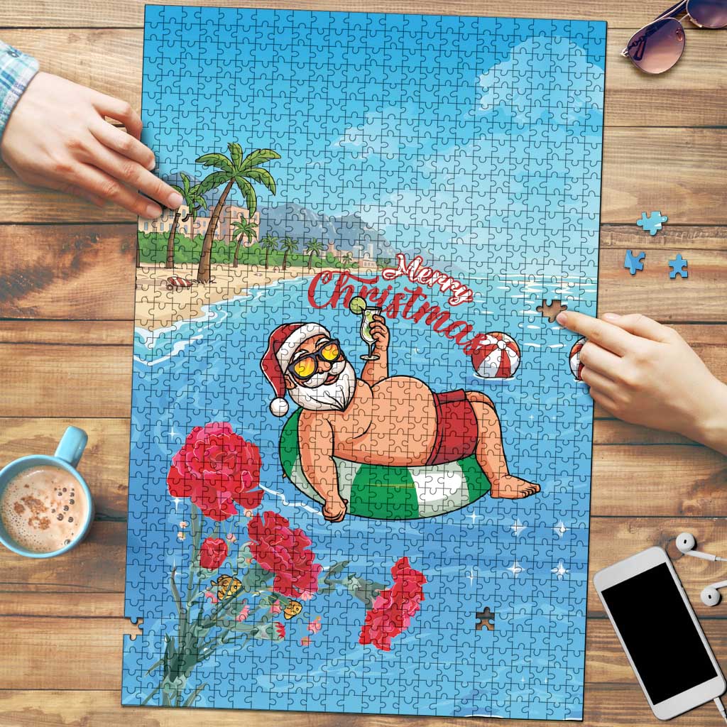 Monaco Christmas Puzzle Swimming Santa Claus - Wonder Print Shop