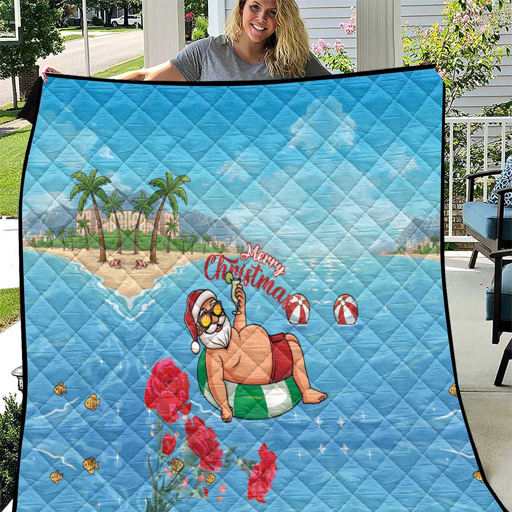 Monaco Christmas Quilt Swimming Santa Claus - Wonder Print Shop