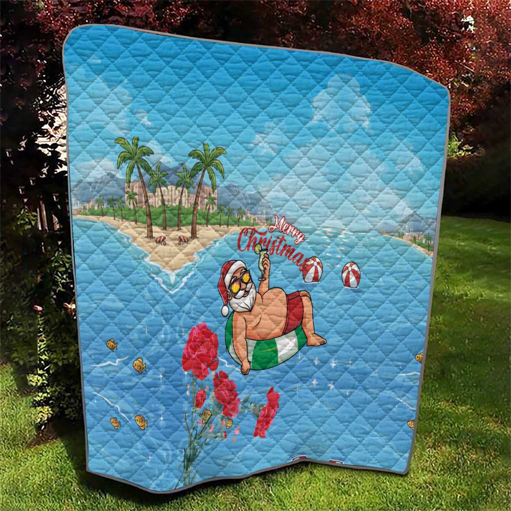 Monaco Christmas Quilt Swimming Santa Claus - Wonder Print Shop