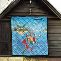 Monaco Christmas Quilt Swimming Santa Claus - Wonder Print Shop