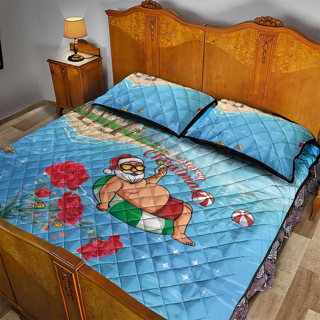 Monaco Christmas Quilt Bed Set Swimming Santa Claus - Wonder Print Shop