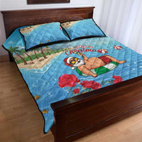 Monaco Christmas Quilt Bed Set Swimming Santa Claus - Wonder Print Shop