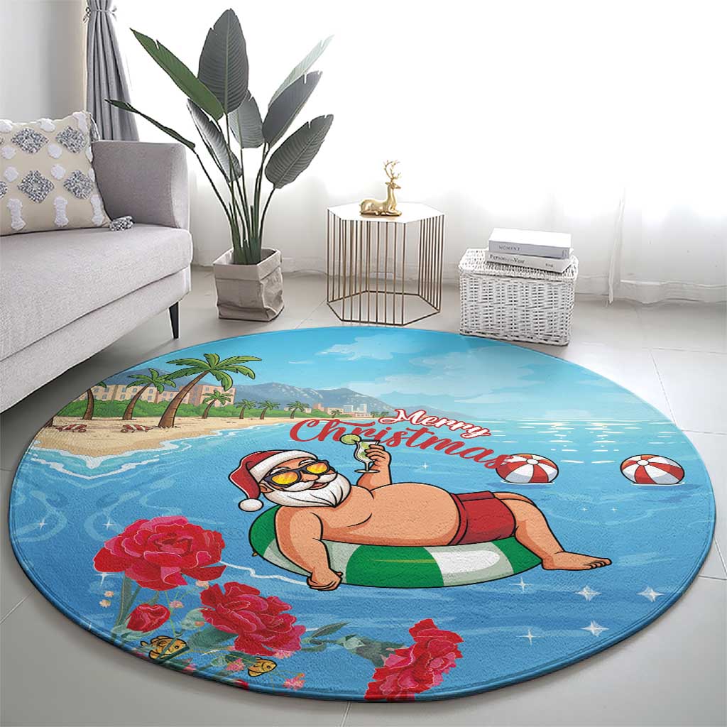 Monaco Christmas Round Carpet Swimming Santa Claus - Wonder Print Shop