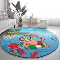 Monaco Christmas Round Carpet Swimming Santa Claus - Wonder Print Shop