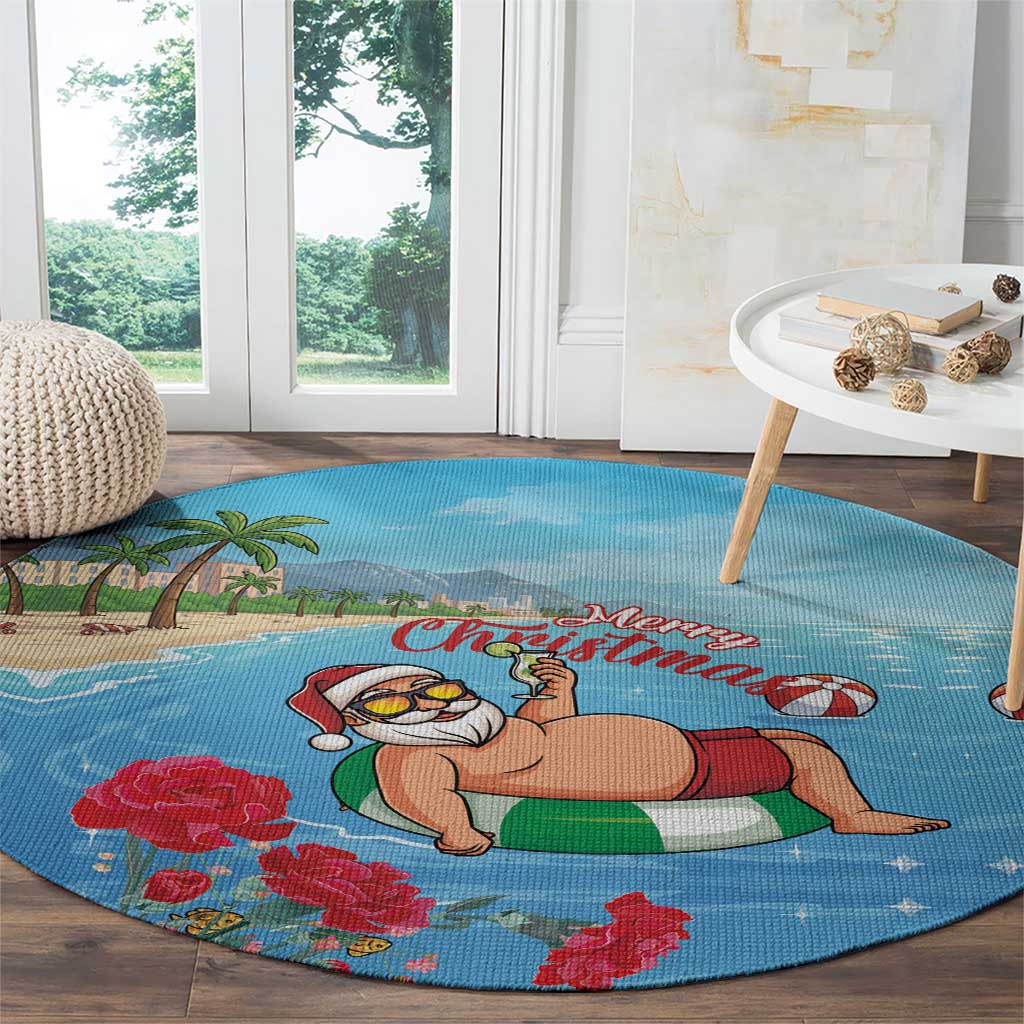 Monaco Christmas Round Carpet Swimming Santa Claus - Wonder Print Shop