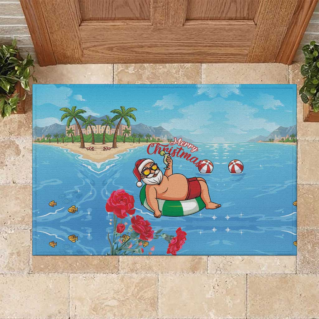 Monaco Christmas Rubber Doormat Swimming Santa Claus - Wonder Print Shop
