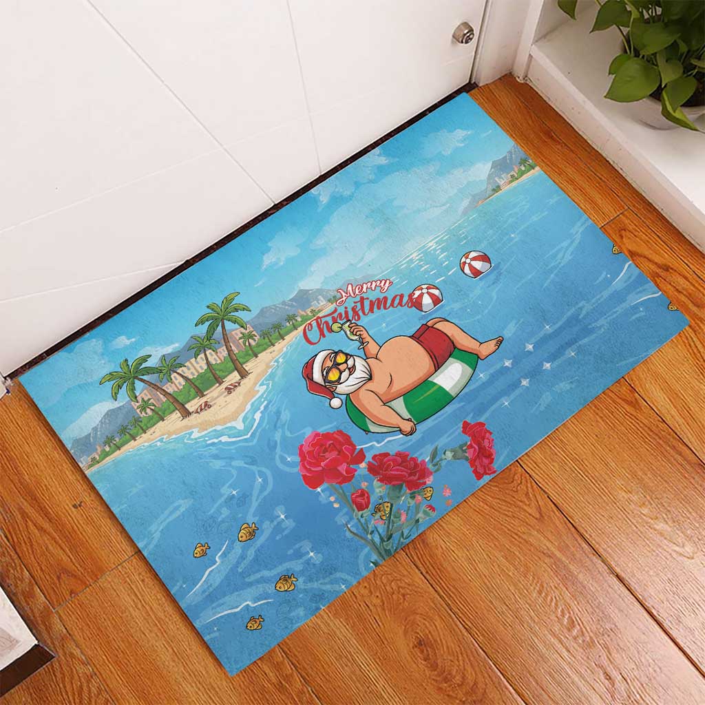 Monaco Christmas Rubber Doormat Swimming Santa Claus - Wonder Print Shop