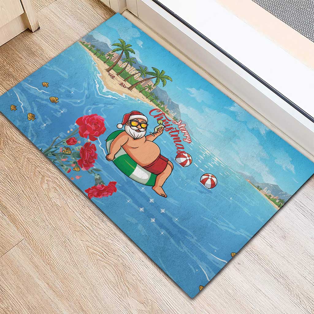 Monaco Christmas Rubber Doormat Swimming Santa Claus - Wonder Print Shop