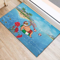 Monaco Christmas Rubber Doormat Swimming Santa Claus - Wonder Print Shop