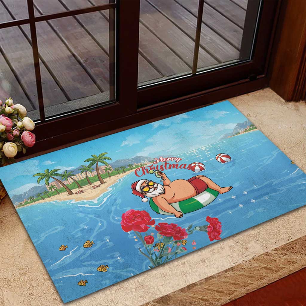 Monaco Christmas Rubber Doormat Swimming Santa Claus - Wonder Print Shop
