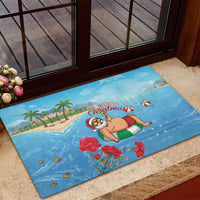 Monaco Christmas Rubber Doormat Swimming Santa Claus - Wonder Print Shop