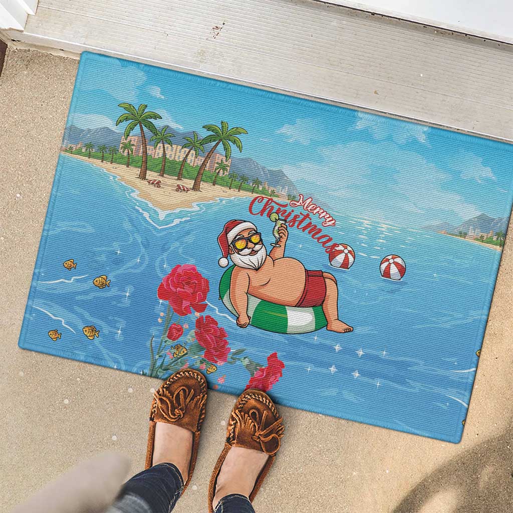 Monaco Christmas Rubber Doormat Swimming Santa Claus - Wonder Print Shop