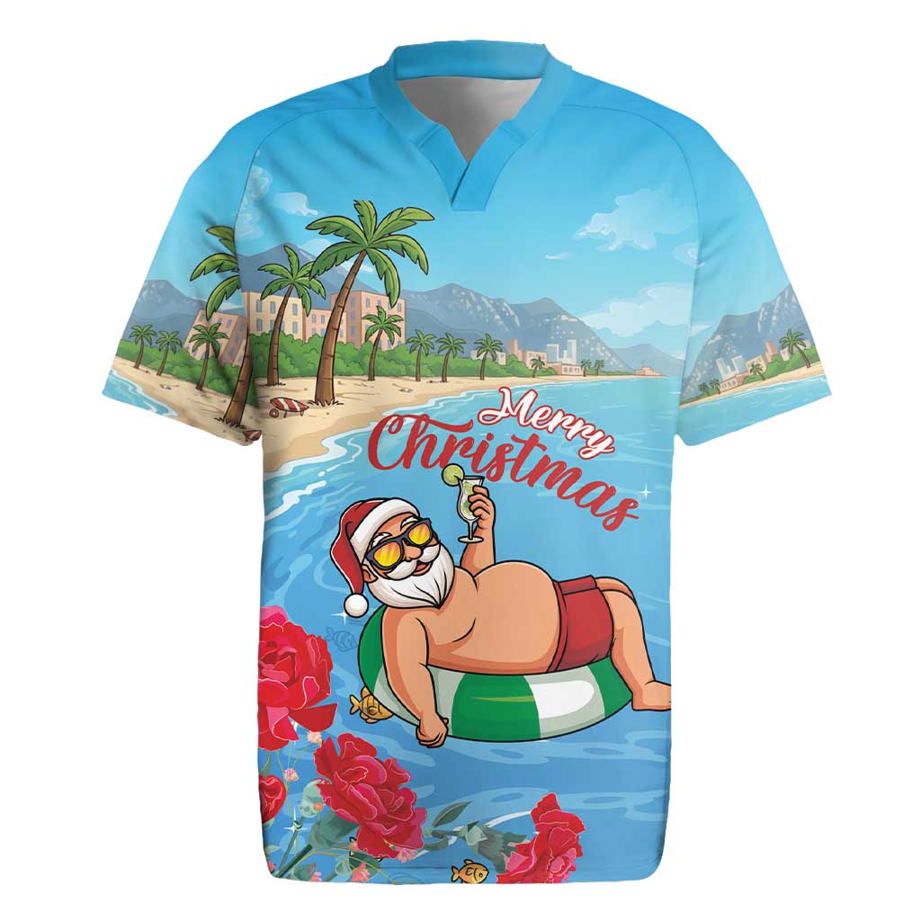 Monaco Christmas Rugby Jersey Swimming Santa Claus - Wonder Print Shop