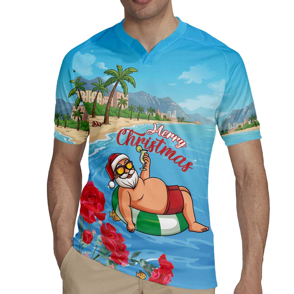 Monaco Christmas Rugby Jersey Swimming Santa Claus - Wonder Print Shop