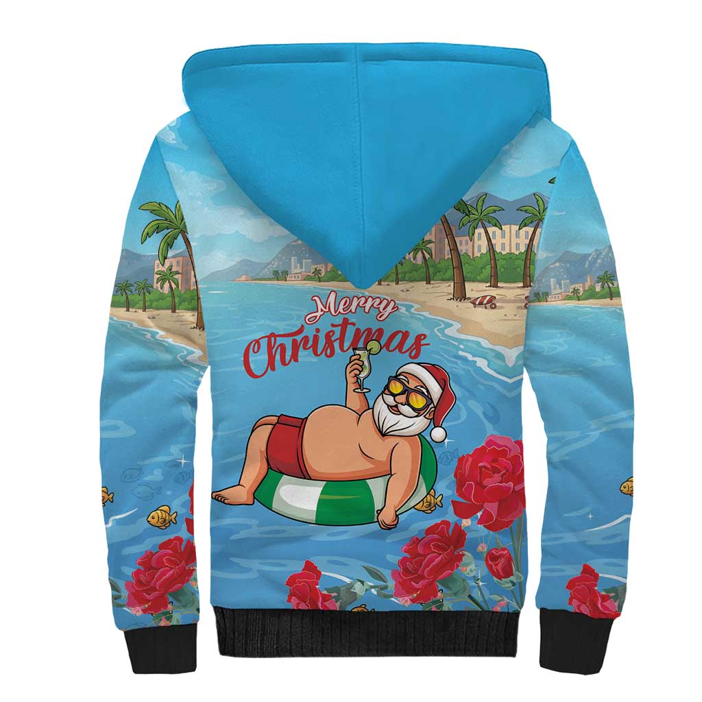 Monaco Christmas Sherpa Hoodie Swimming Santa Claus - Wonder Print Shop