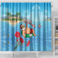 Monaco Christmas Shower Curtain Swimming Santa Claus - Wonder Print Shop