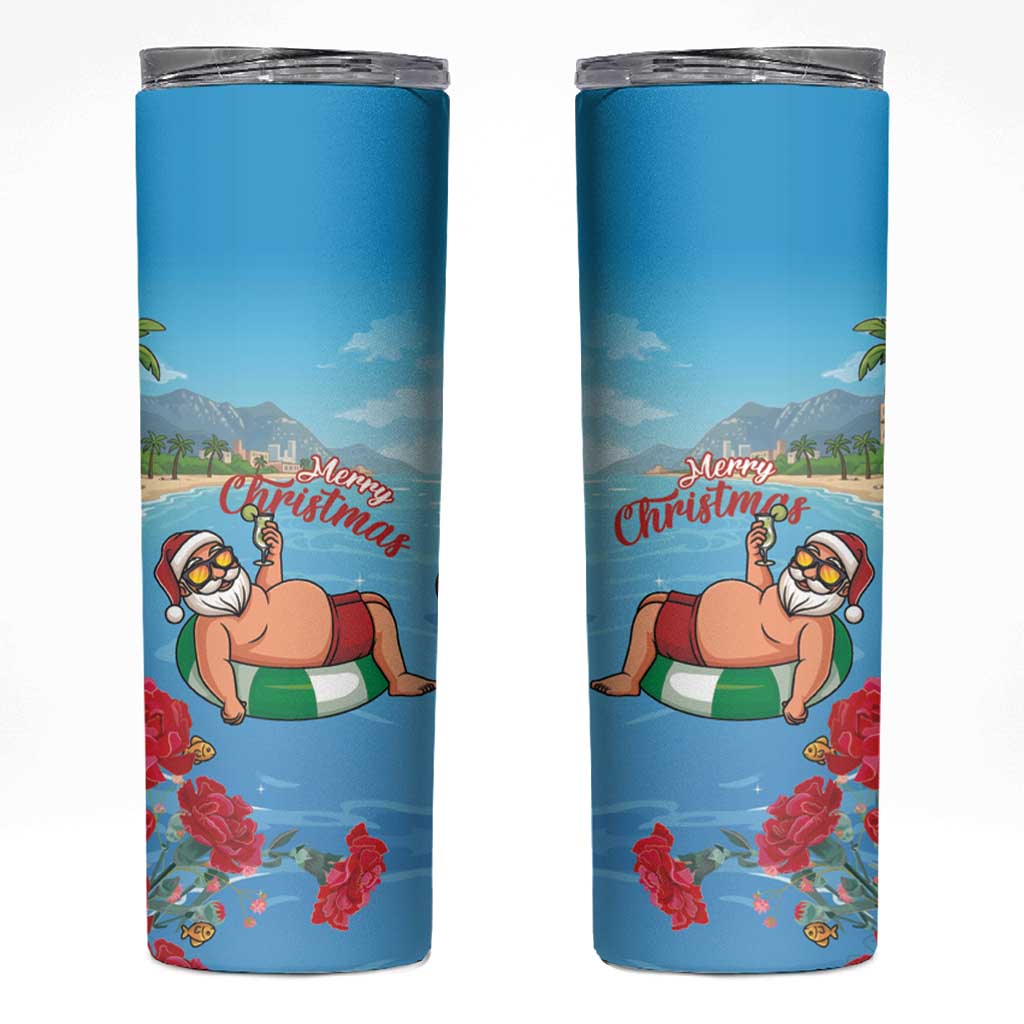 Monaco Christmas Skinny Tumbler Swimming Santa Claus - Wonder Print Shop