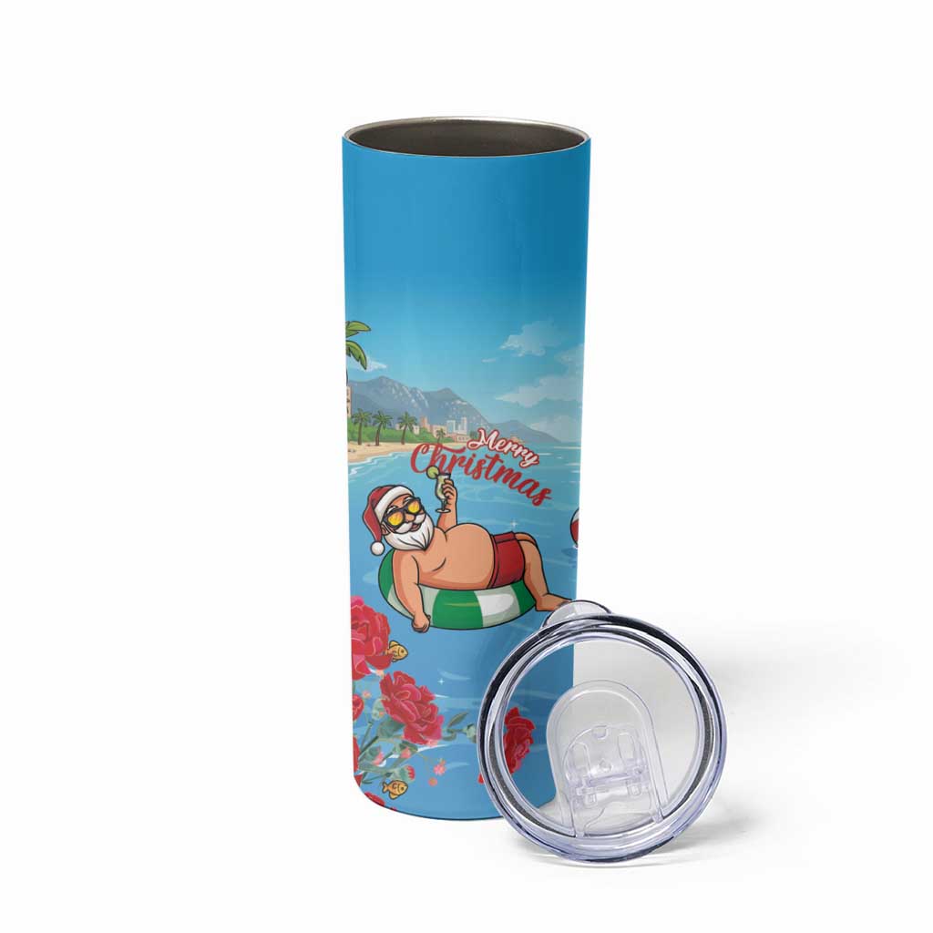 Monaco Christmas Skinny Tumbler Swimming Santa Claus - Wonder Print Shop