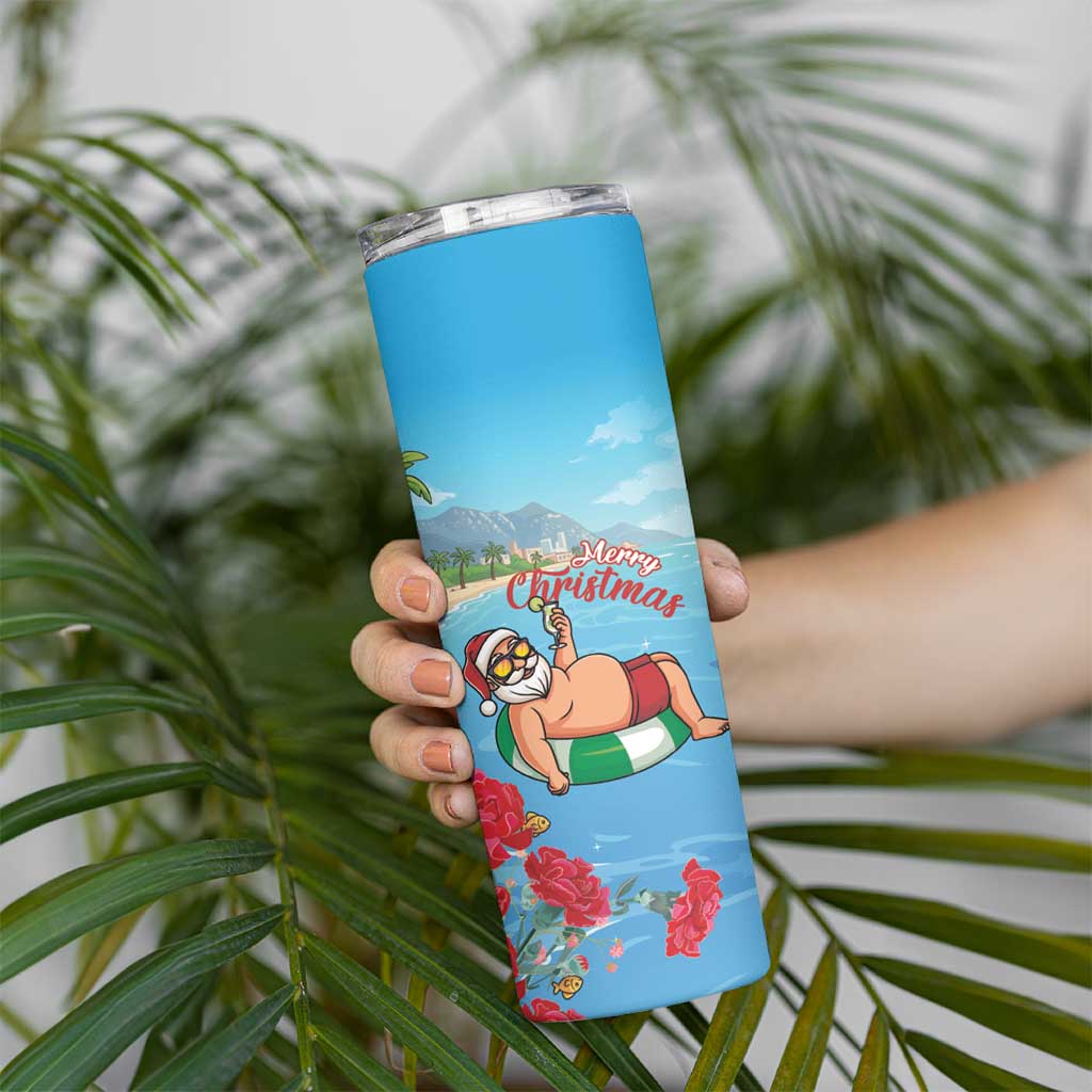 Monaco Christmas Skinny Tumbler Swimming Santa Claus - Wonder Print Shop