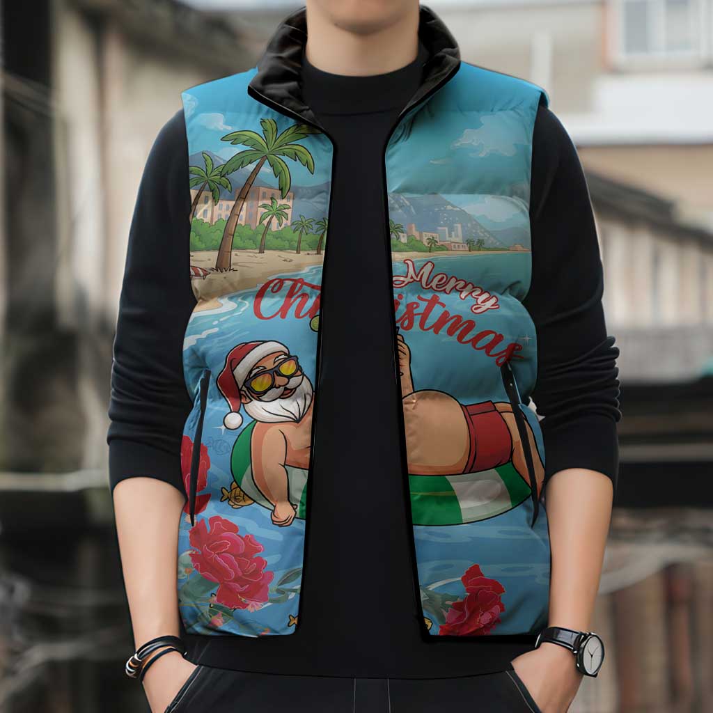 Monaco Christmas Sleeveless Puffer Jacket Swimming Santa Claus - Wonder Print Shop