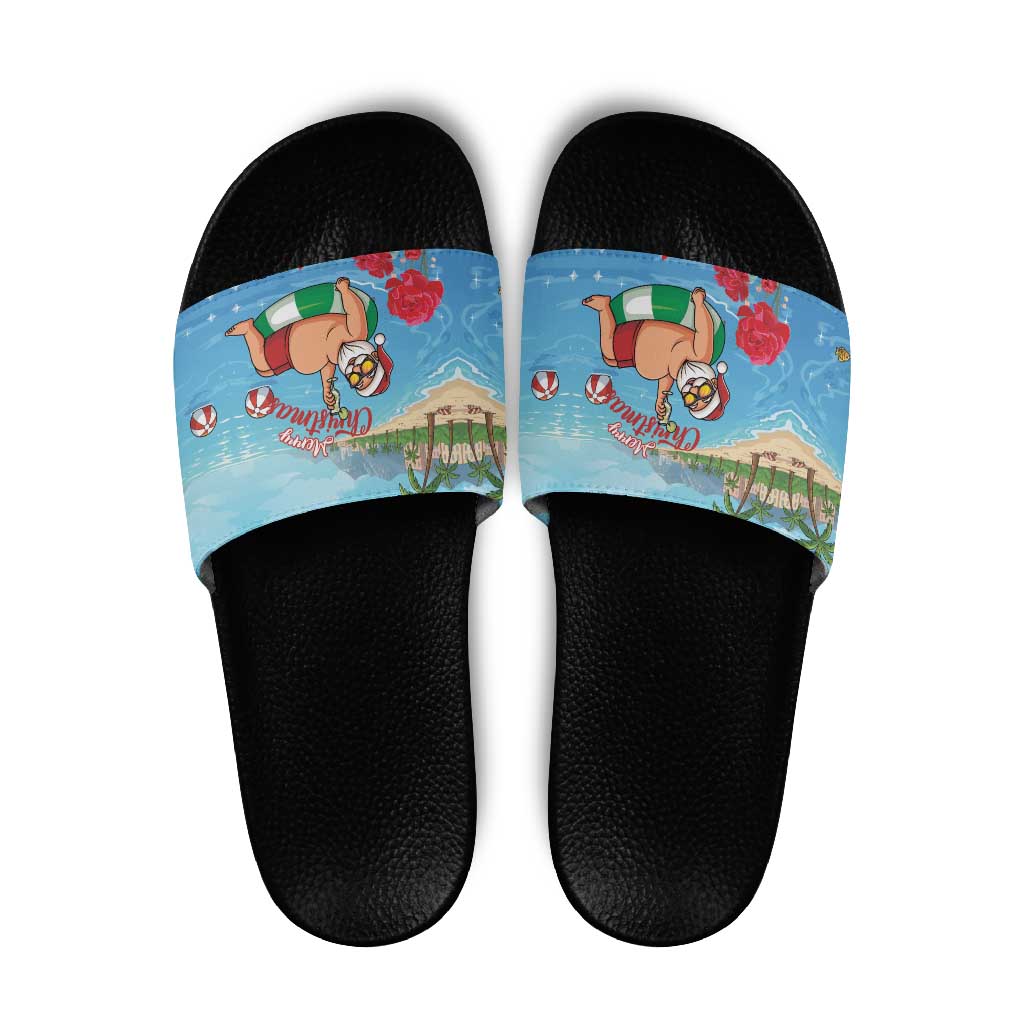 Monaco Christmas Slide Sandals Swimming Santa Claus - Wonder Print Shop