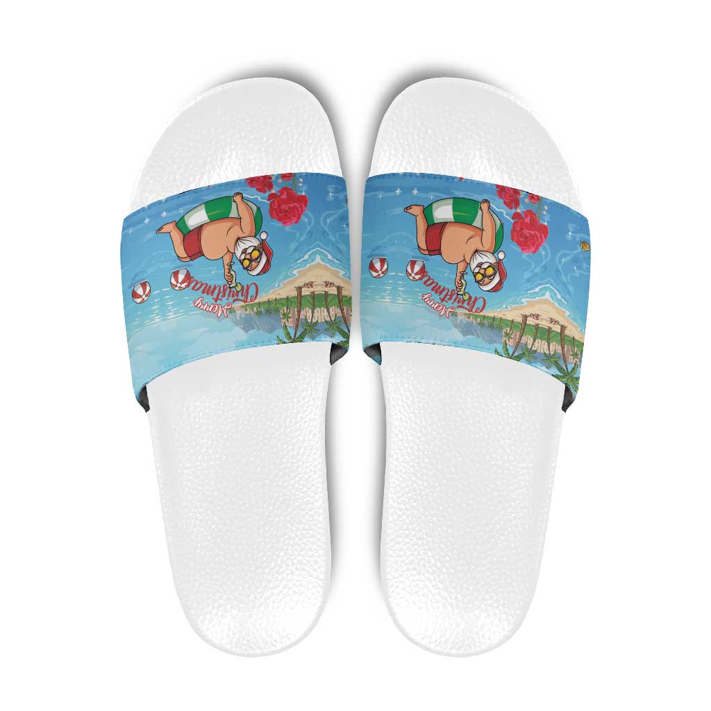 Monaco Christmas Slide Sandals Swimming Santa Claus - Wonder Print Shop